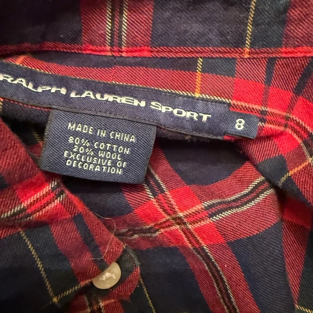 Ralph Lauren Wool Blend Tartan Plaid Button Down Shirt